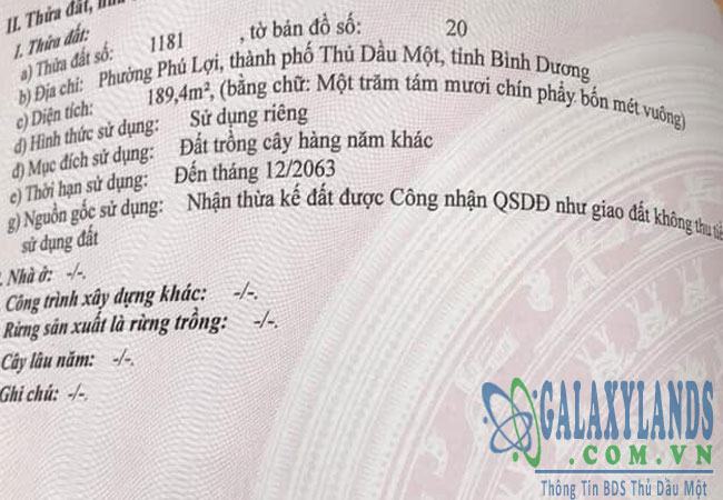 Bán đất phường Phú Lợi gần Karaoke Họa Mi