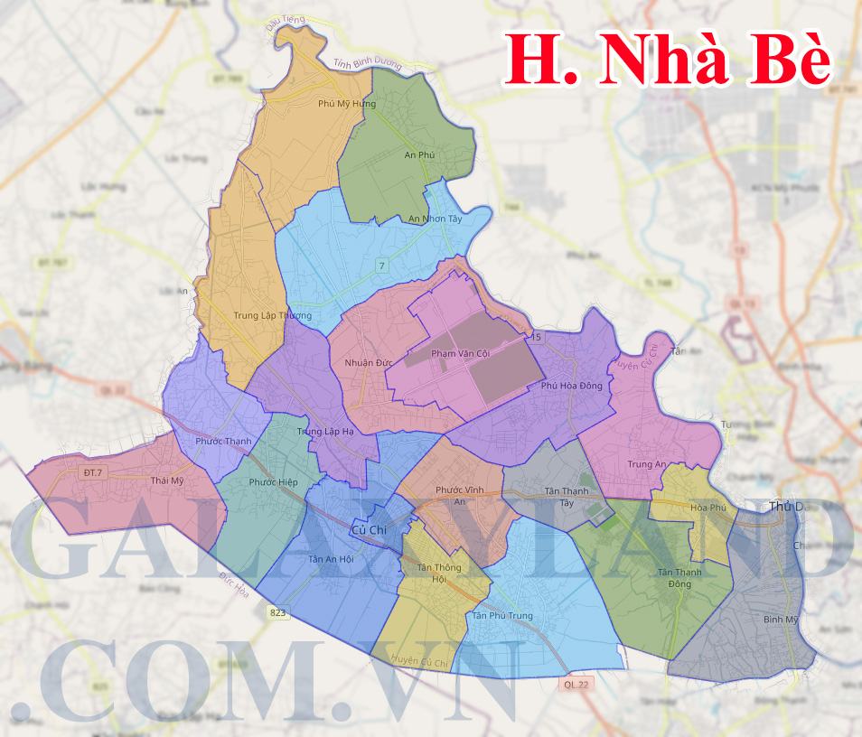 Bản đồ Hành Chính Huyện Nhà Bè Thành Phố Hồ Chí Minh