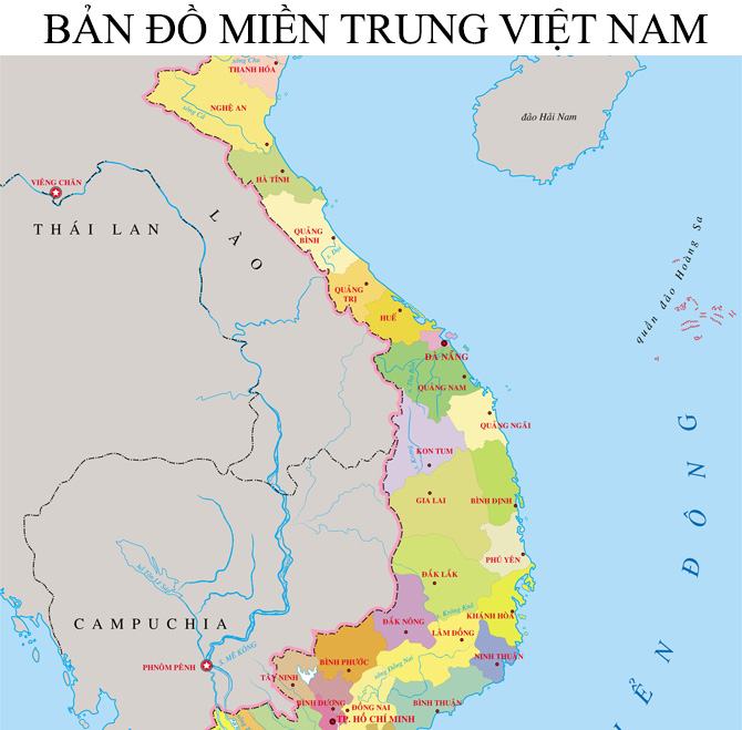 Bản đồ chi tiết các tỉnh thuộc Miền Trung Việt Nam
