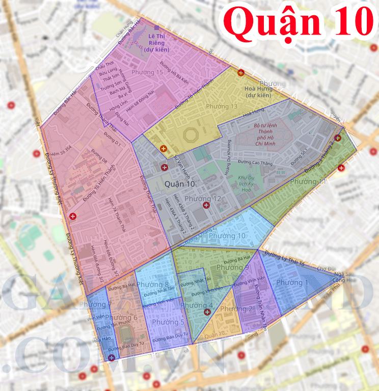 Bản đồ hành chính Quận 10 Sài Gòn