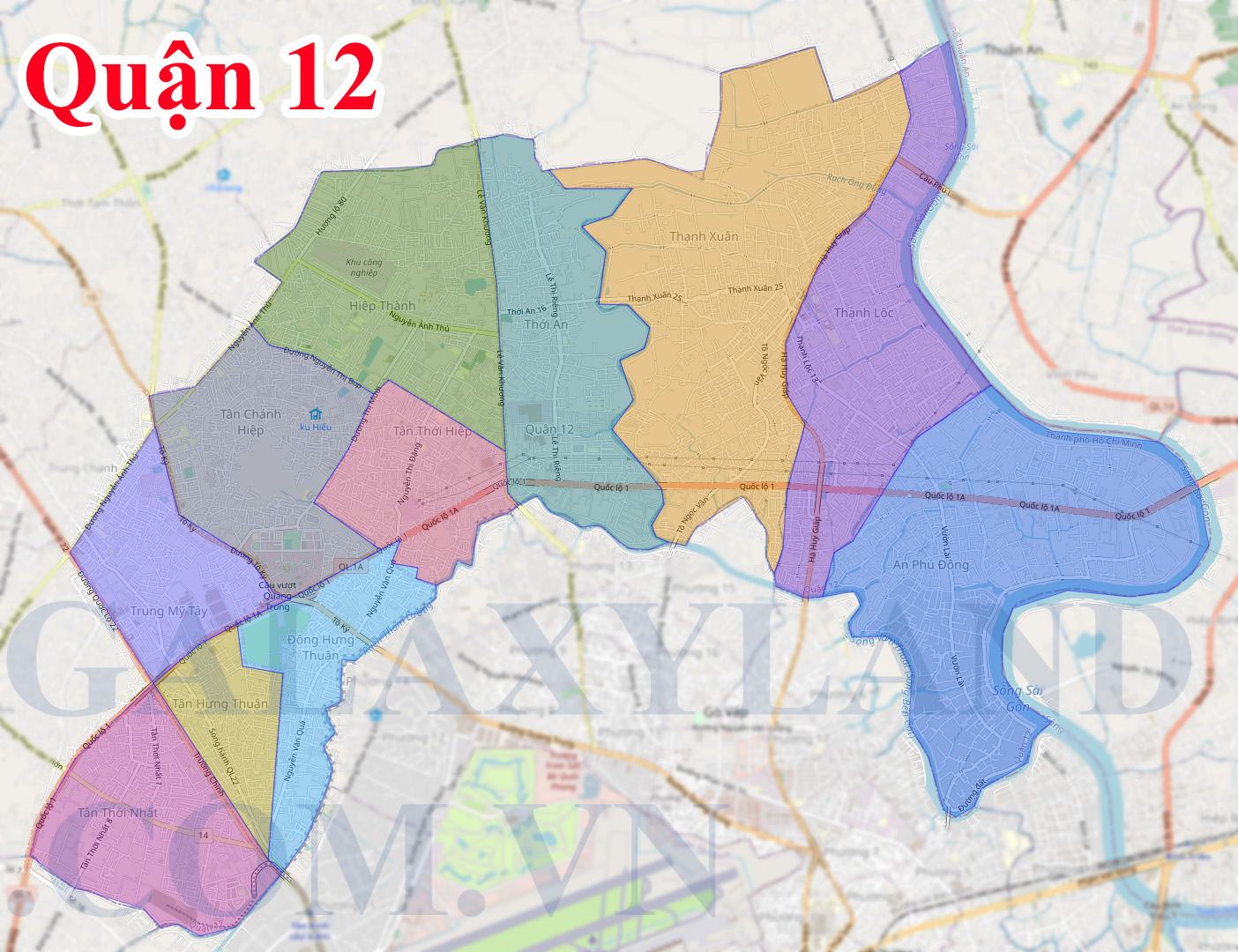 Bản đồ quận 12 thành phố Hồ Chí Minh - Bản đồ quận 12 Sài Gòn