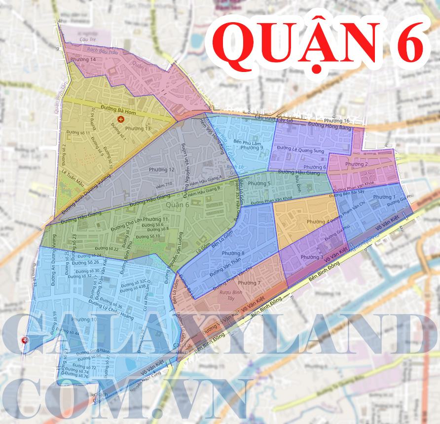 Bản đồ Quận 6 và các quận trung tâm thành phố Hồ Chí Minh