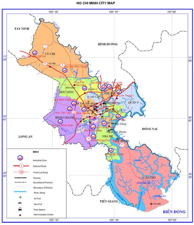 Bản đồ thành phố Hồ Chí Minh Tiếng Anh, Map tphcm