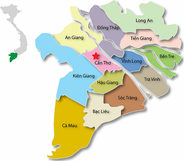 Bản đồ các tỉnh Đồng Bằng Sông Cửu Long
