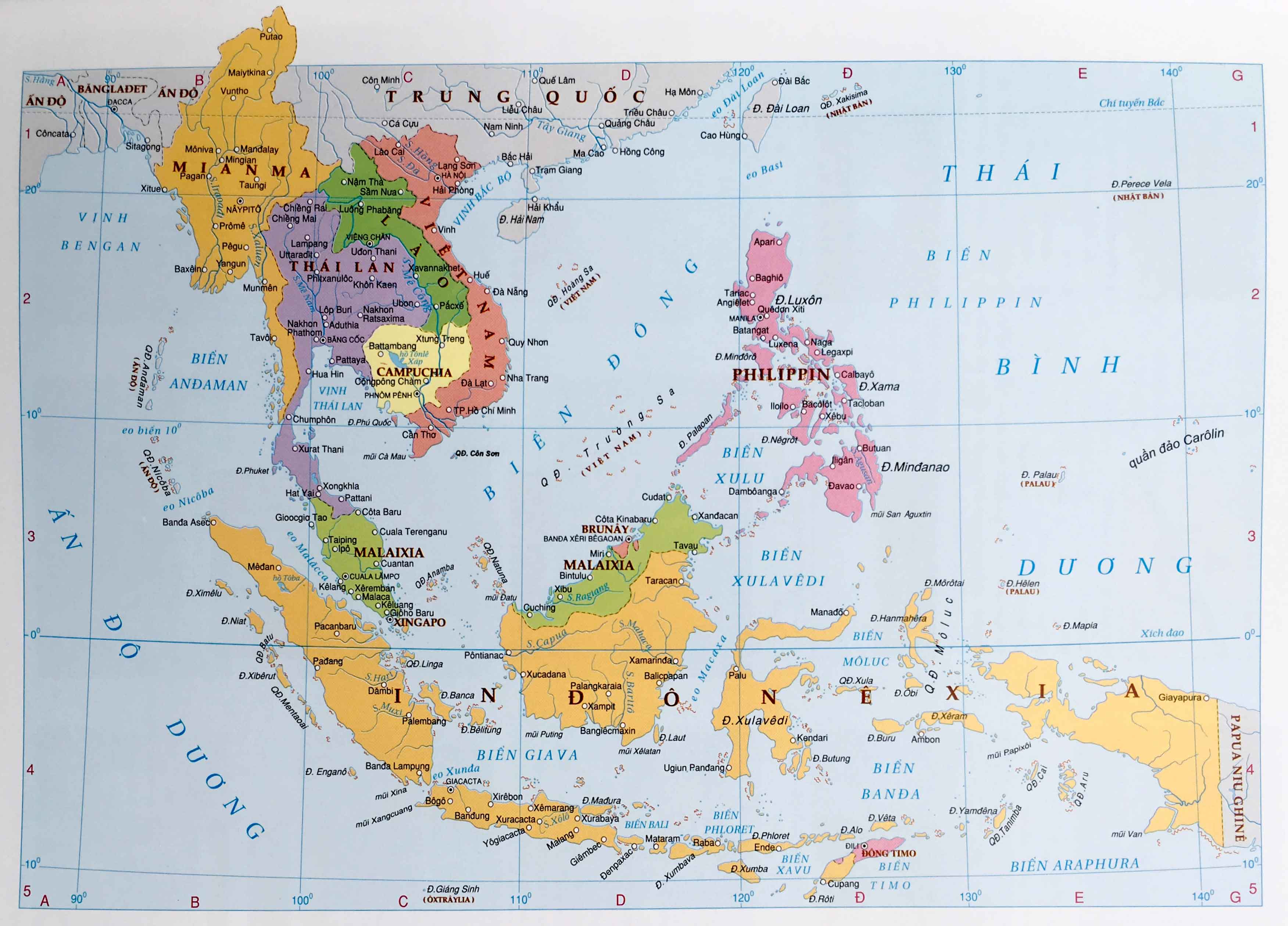 Bản đồ các quốc gia thuộc Đông Nam Á