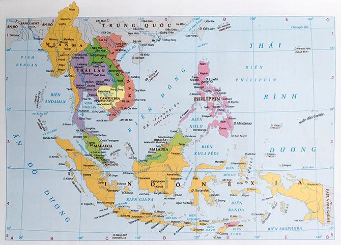 Bản đồ các quốc gia Đông Nam Á chi tiết