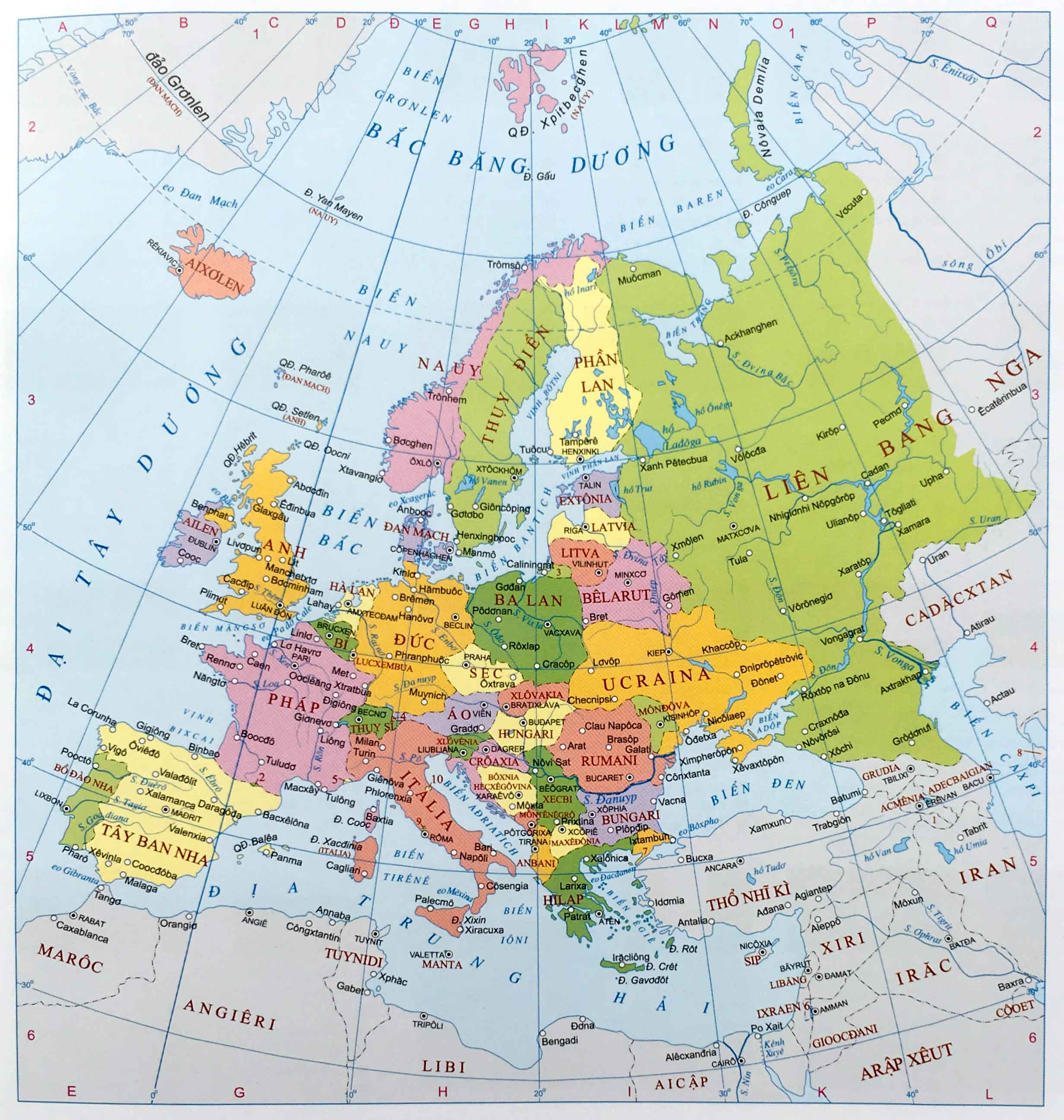 Bản đồ các quốc gia thuộc lục địa Châu Âu