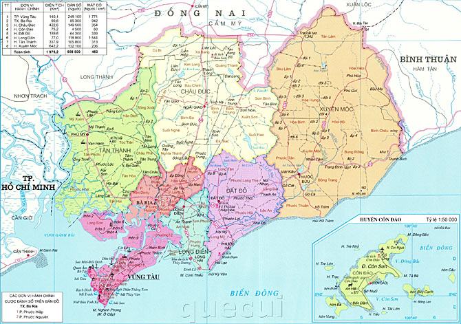 Bản đồ tỉnh Bà Rịa Vũng Tàu