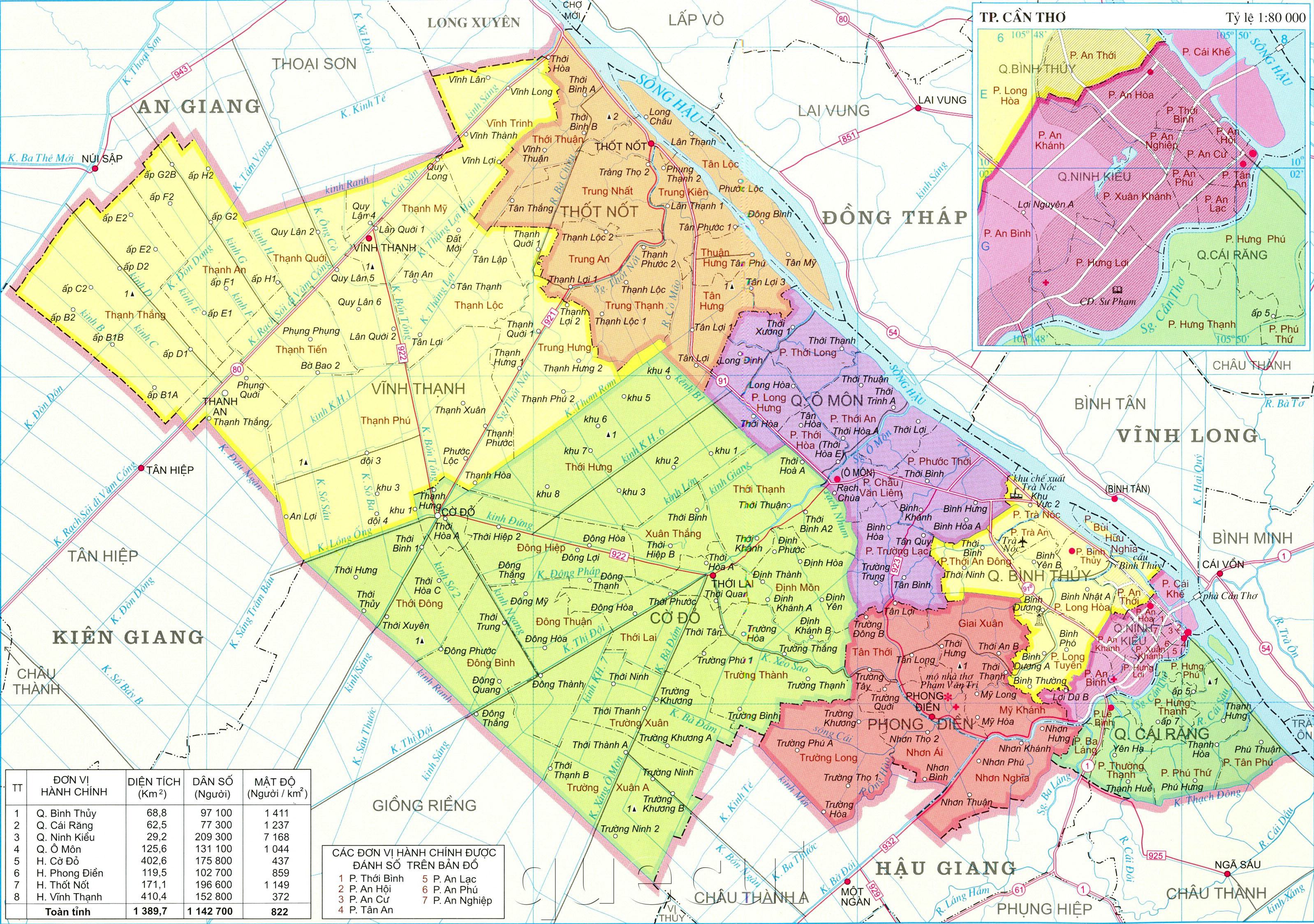 Bản đồ hành chính thành phố Cần Thơ, Click vào xem Full HD