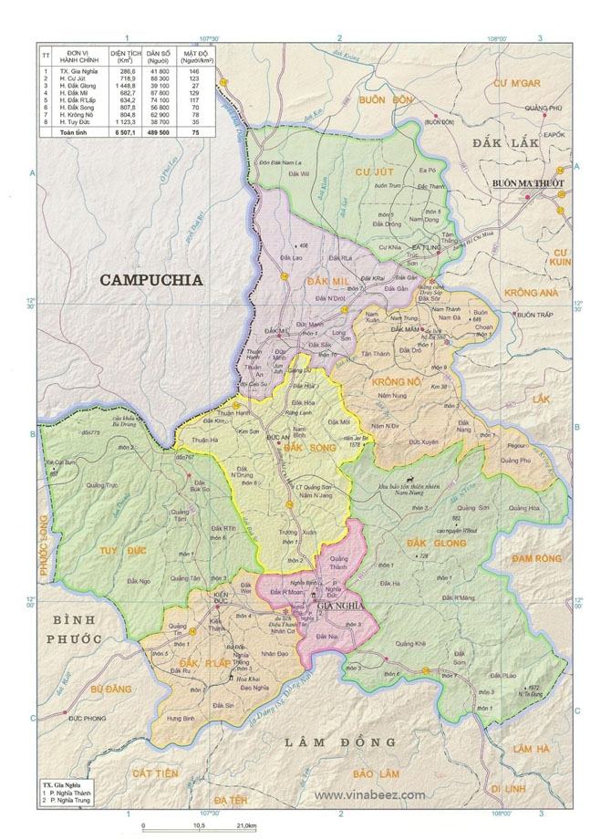 Bản đồ tỉnh Đắk Nông