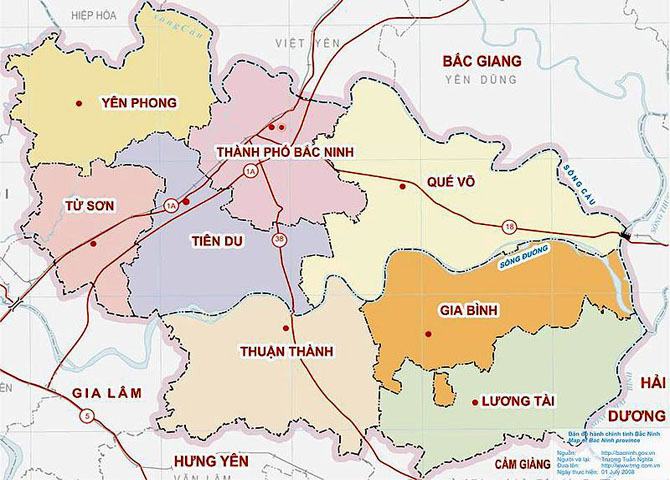 Bản đồ tỉnh Bắc Ninh