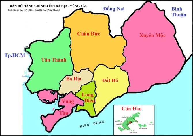 Bản đồ hành chính tỉnh Bà Rịa Vũng Tàu
