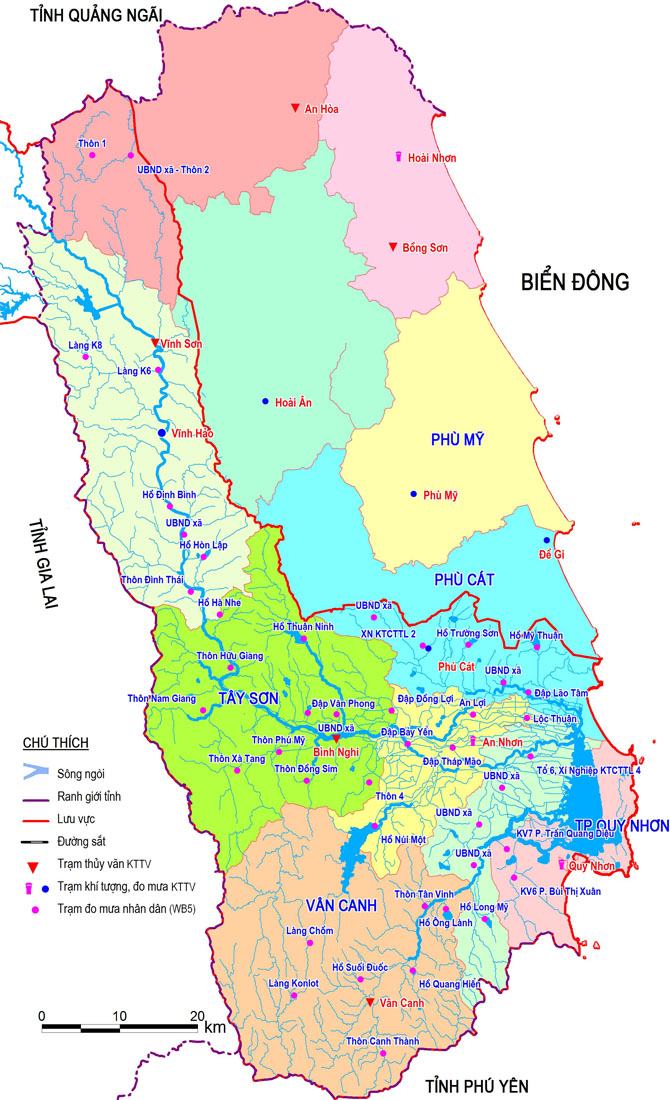 Bản đồ hành chính tỉnh Bình Định