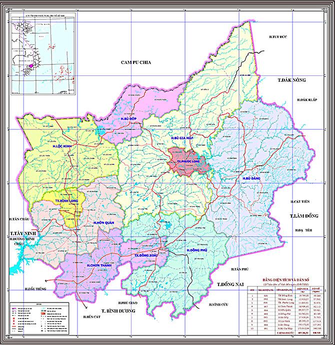 Bản đồ tỉnh Bình Phước