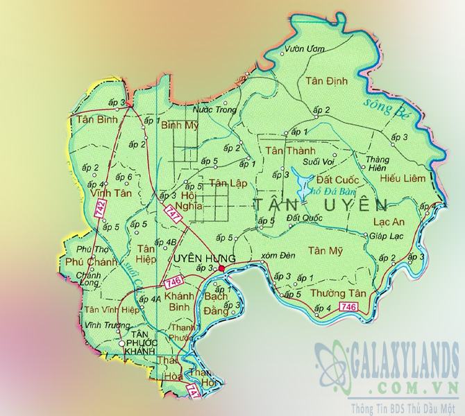 Bản đồ thị xã Tân Uyên tỉnh Bình Dương
