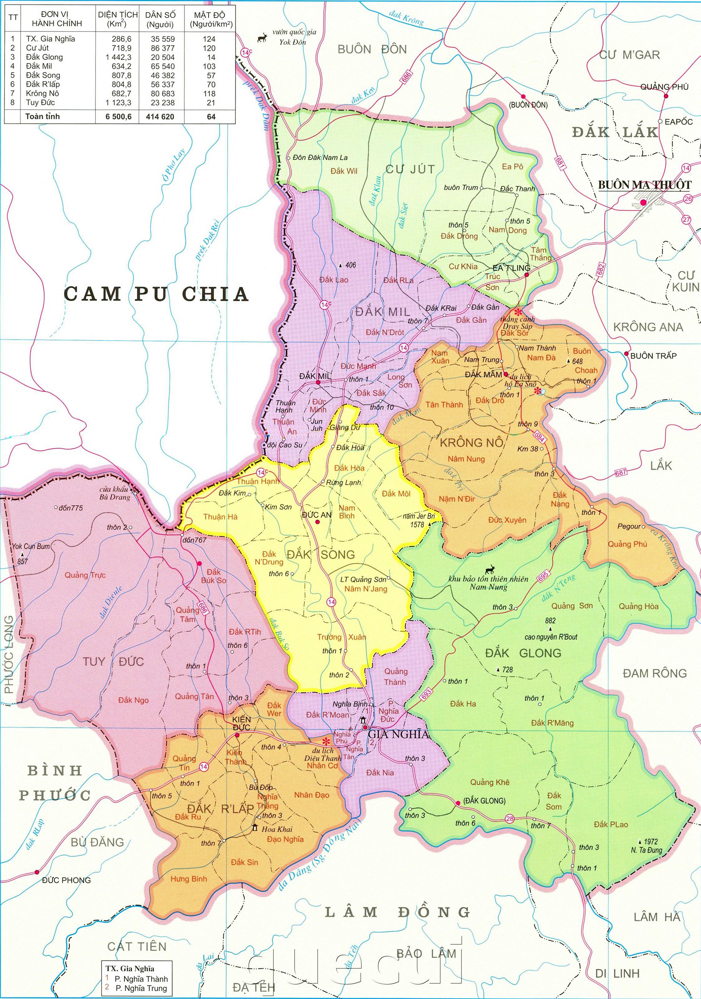 Bản đồ tỉnh Đắk Lắk, Click vào để xem Full HD
