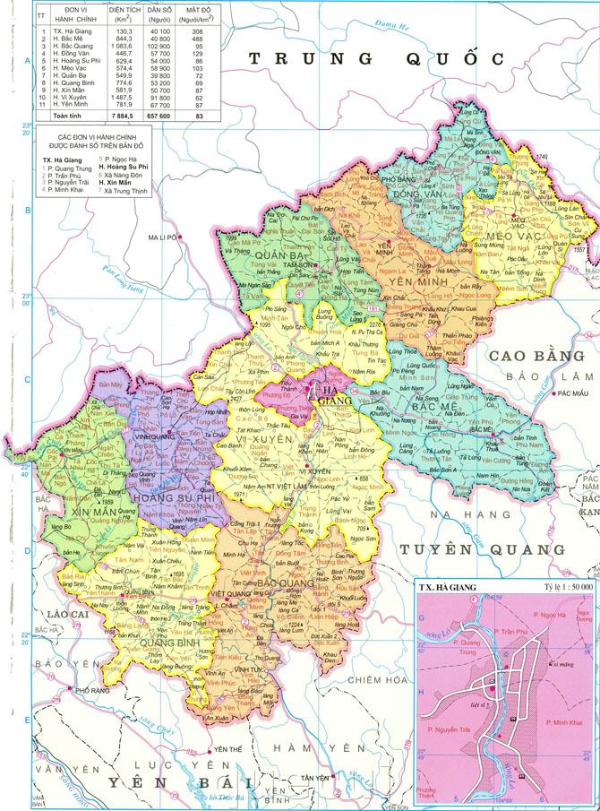 Bản đồ hành chính tỉnh Hà Giang