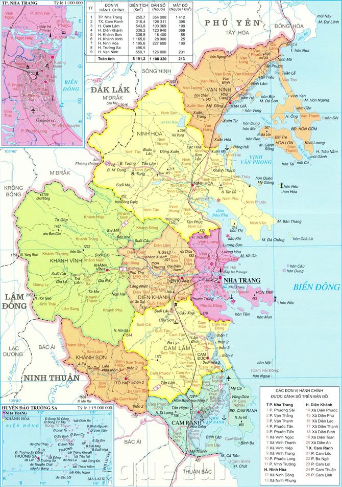 Bản đồ tỉnh Khánh Hòa 