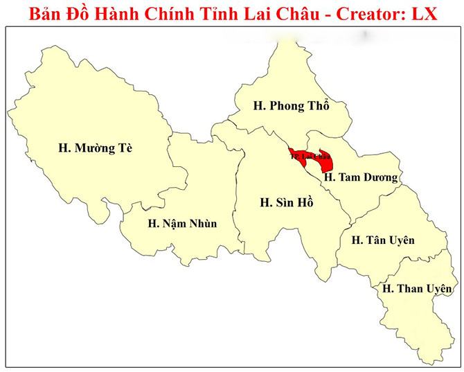 Bản đồ các đơn vị hành chính tỉnh Lai Châu