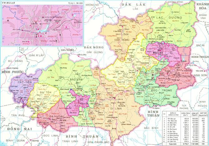 Bản đồ tỉnh Lâm Đồng
