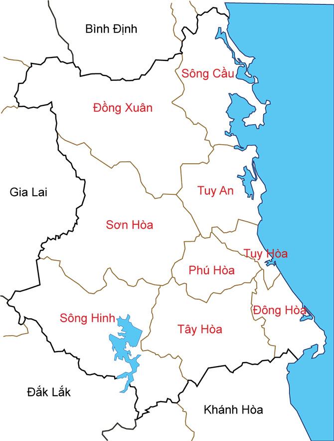 Bản đồ các huyện tỉnh Phú Yên