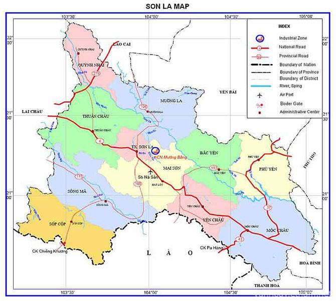 Bản đồ hành chính các huyện tỉnh Sơn La