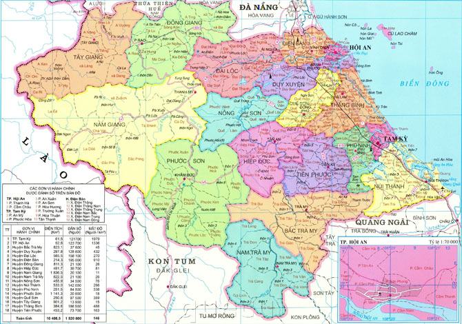 Bản đồ hành chính tỉnh Quảng Nam