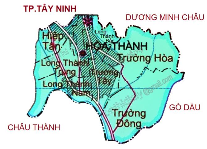 Bản đồ huyện Hòa Thành