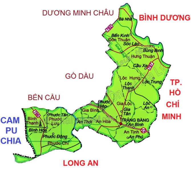 Bản đồ huyện Trảng Bàng