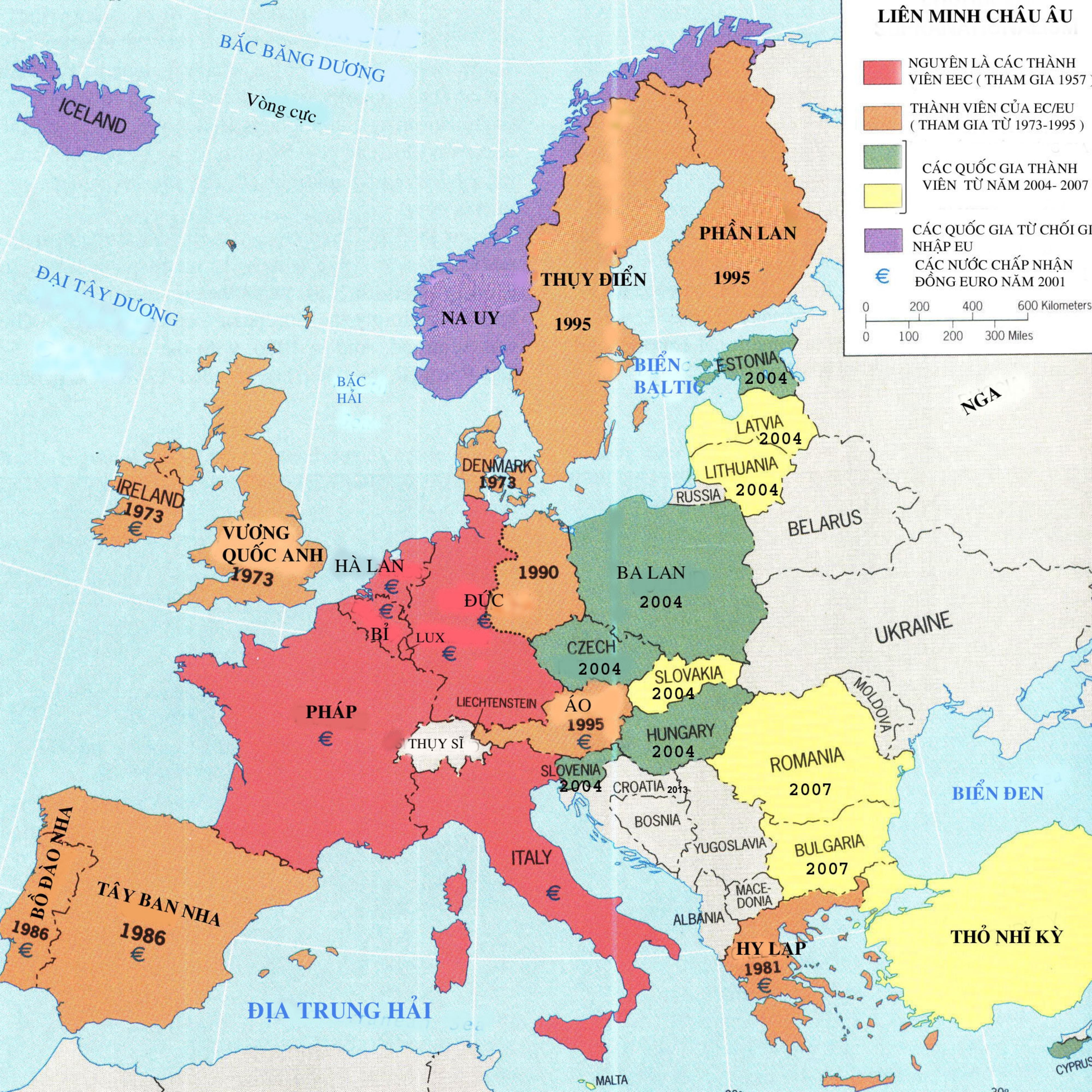 Bản đồ các quốc gia thuộc Liên Minh Châu Âu