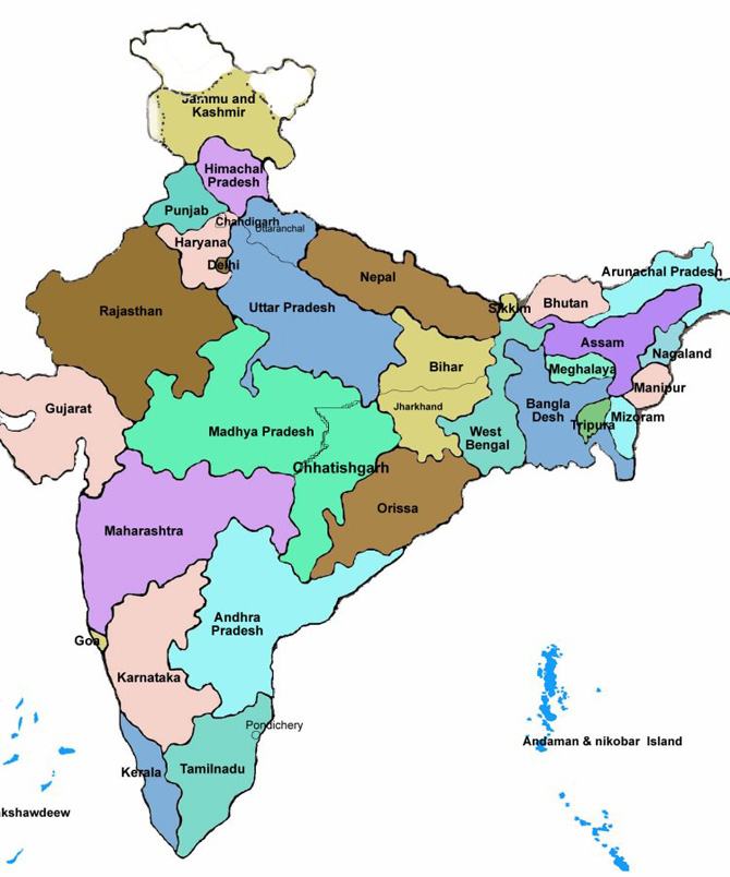Bản đồ các bang Ấn Độ