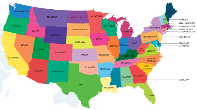Bản đồ nước Mỹ ( Hoa Kỳ ) và bản đồ các bang Nước Mỹ chi tiết
