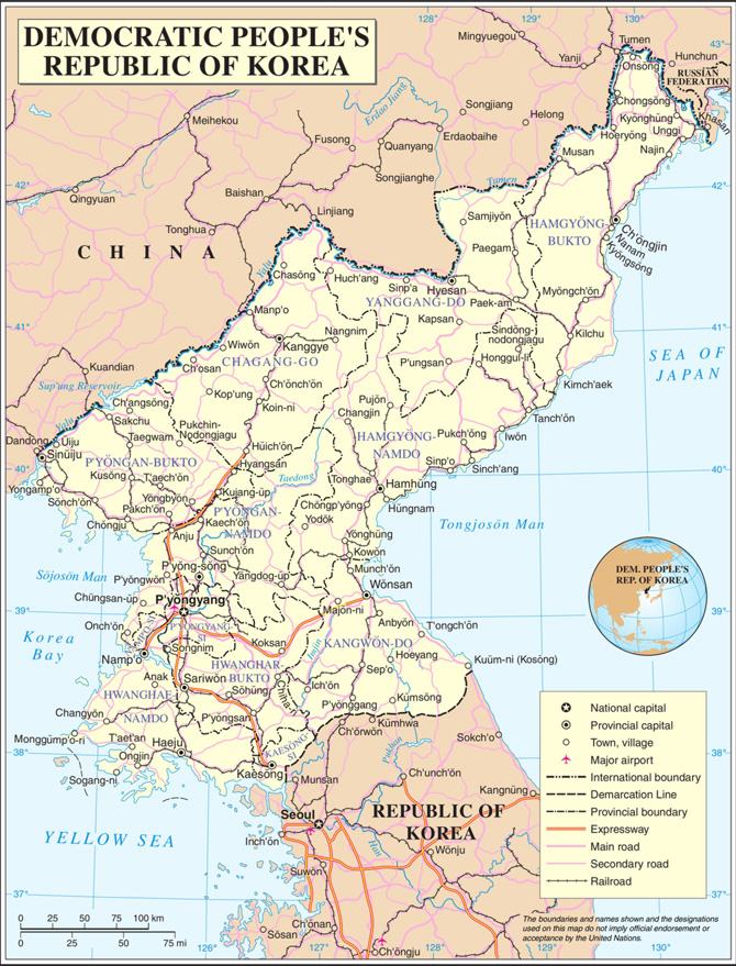 Bản đồ các tỉnh Triều Tiên