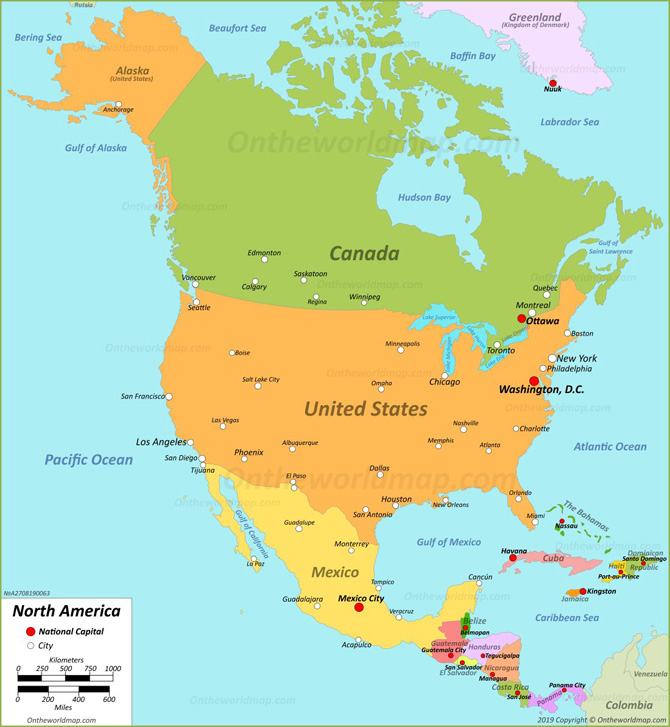 Bản đồ khu vực Bắc Mỹ