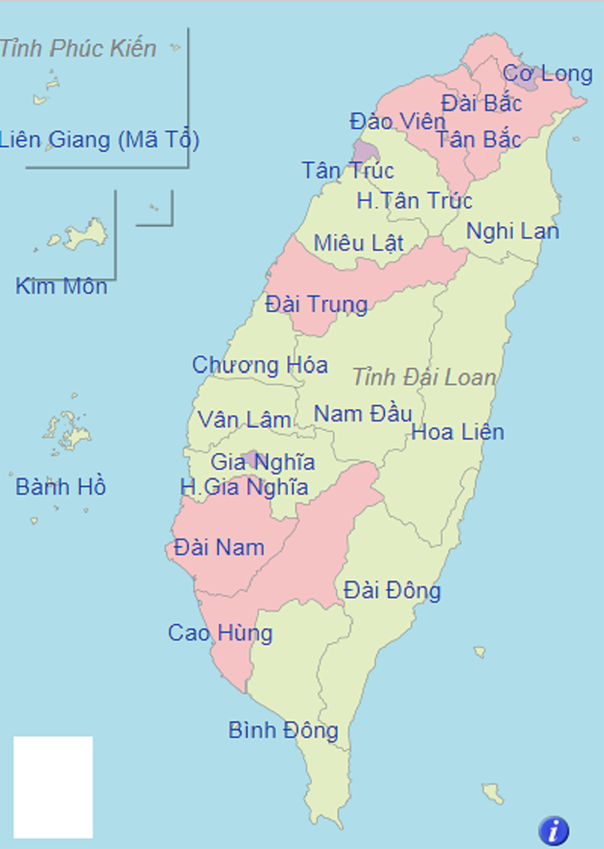 Bản đồ các đơn vị hành chính Đài Loan