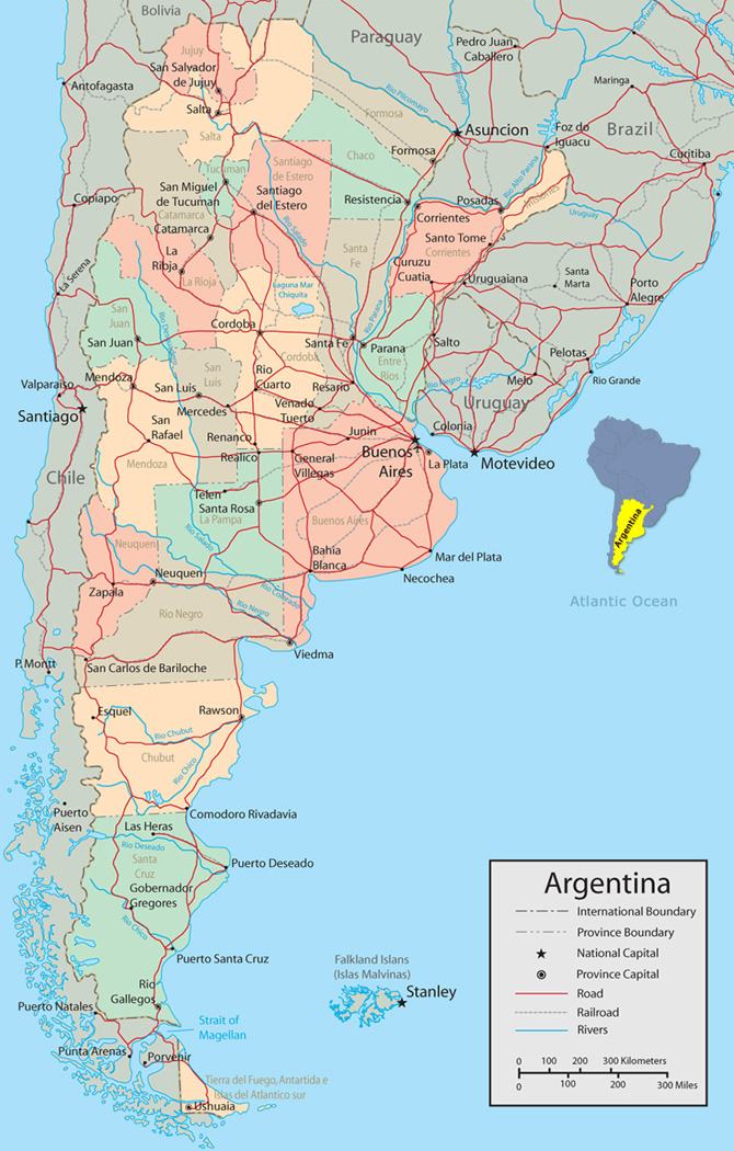 Bản đồ kết nối các khu vực Argentina