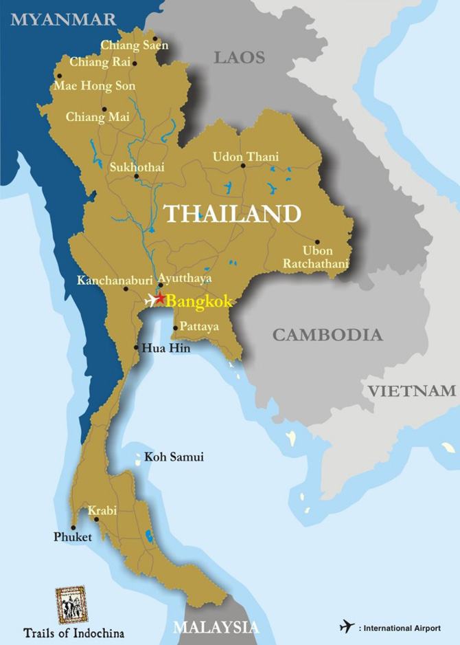 Bản đồ Thái Lan và các quốc gia láng giềng