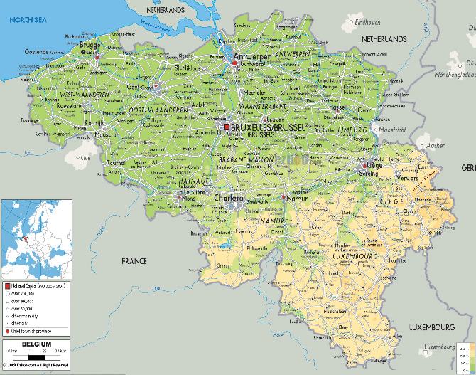 Bản đồ kết nối các thành phố lớn nước Bỉ