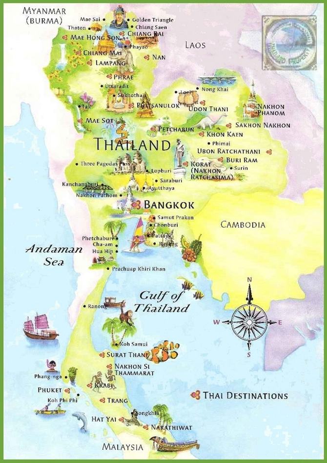 Bản đồ Vương Quốc Thái Lan về du lịch