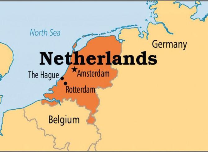 Bản đồ đất nước Hà Lan và nước láng giềng Đức
