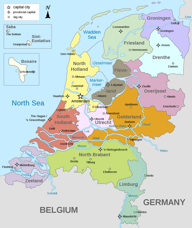 Bản đồ Hà Lan phóng to chi tiết