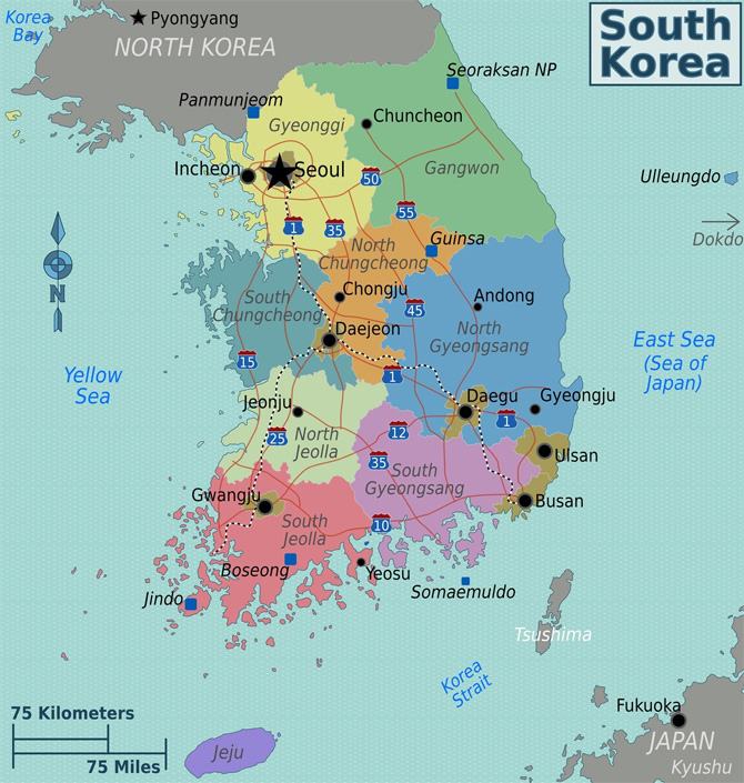 Bản đồ đất nước Hàn Quốc