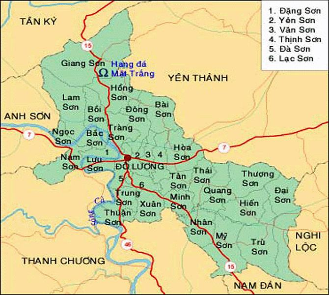 Bản đồ huyện Đô Lương tỉnh Nghệ An