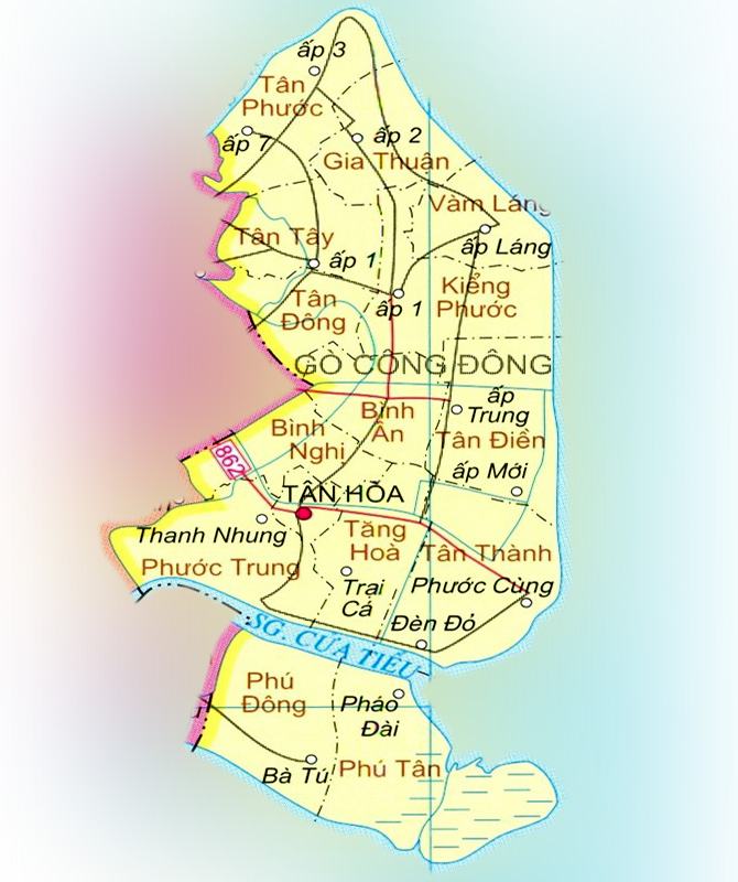Bản đồ huyện Gò Công Đông tỉnh Tiền Giang