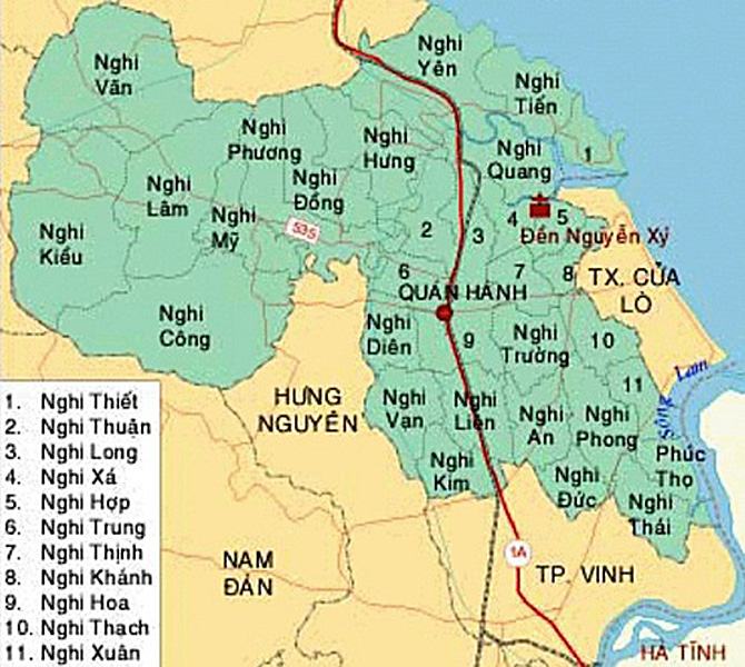 Bản đồ huyện Nghi Lộc tỉnh Nghệ An