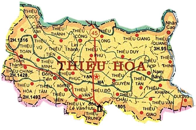 Bản đồ huyện Thiệu Hóa tỉnh Thanh Hóa