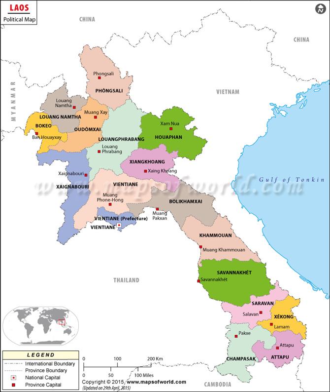 Bản đồ các tỉnh nước Lào chi tiết nhất