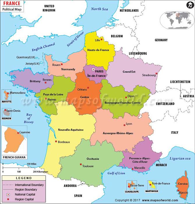 Bản đồ hành chính nước Pháp