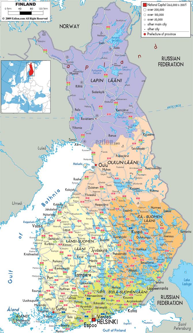 Bản đồ Phần Lan khổ lớn phóng to