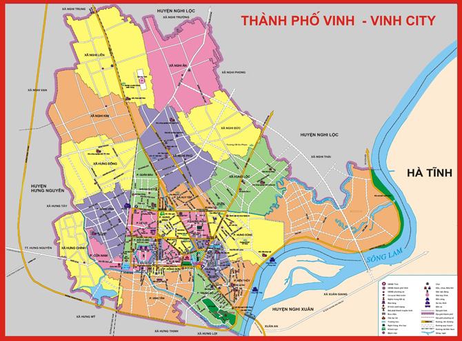 Bản đồ thành phố Vinh tỉnh Nghệ An